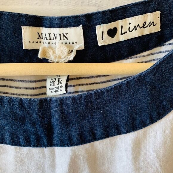Malvin Hamburg Distressed Linen Striped Dress S - Picture 4 of 4